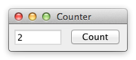 A dialogue box with a number and a Count button.